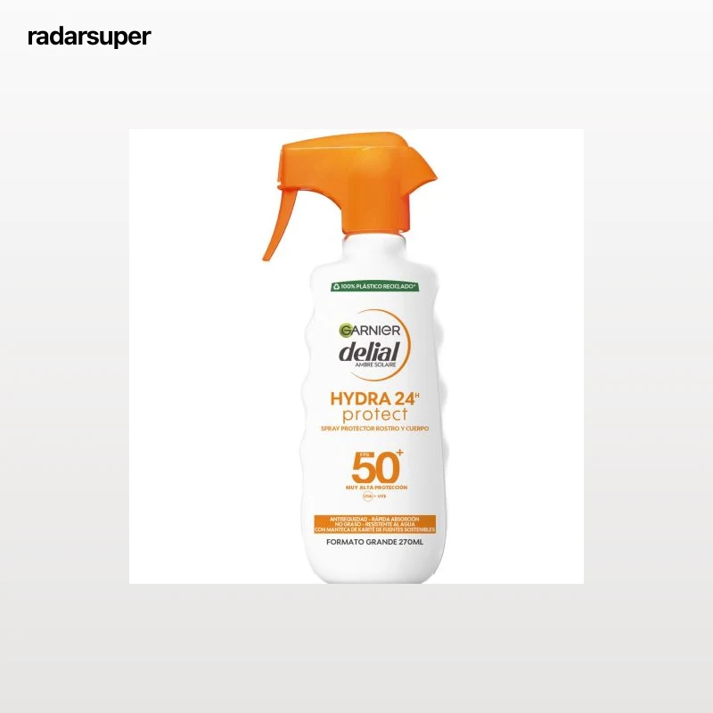 Spray protector solar rostro y cuerpo SPF50+ Hydra 24h Protect Garniel Delial 270 ml.