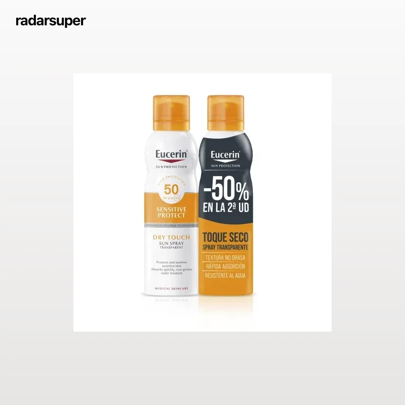Spray solar transparente FPS 50+ Eucerin pack de 2 unidades de 200 ml.