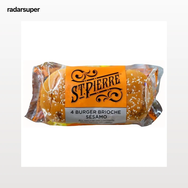 ST. PIERRE Pan de hamburguesa brioche sésamo 4 uds 250 g.