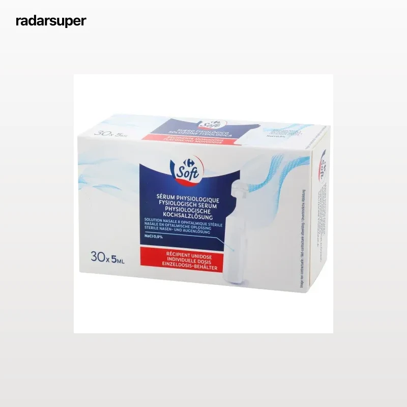 Suero fisiológico adulto Carrefour Soft pack de 30 unidades de 5 ml.