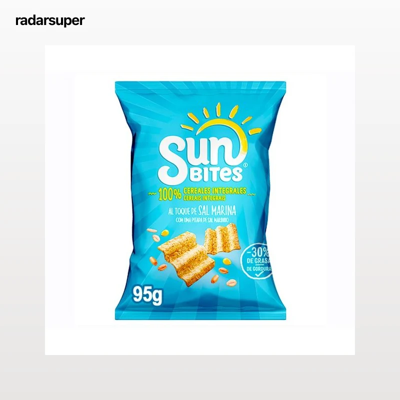 SUNBITES Snacks ondulados multicereales, con sabor sal marina 95 g.