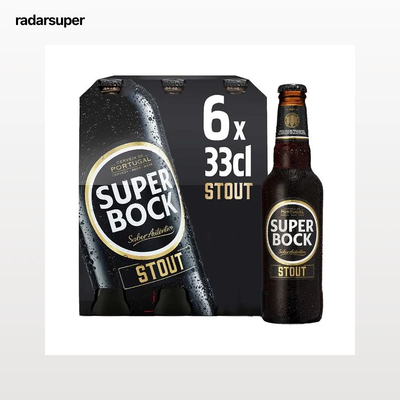 SUPER BOCK Cerveza negra portuguesa pack de 6 botellas de 33 centilitros