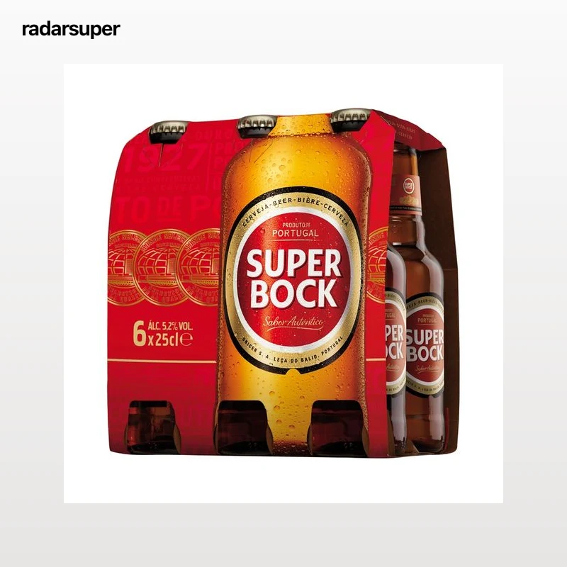 SUPER BOCK  Cerveza Portuguesa rubia 6 x 25 cl.