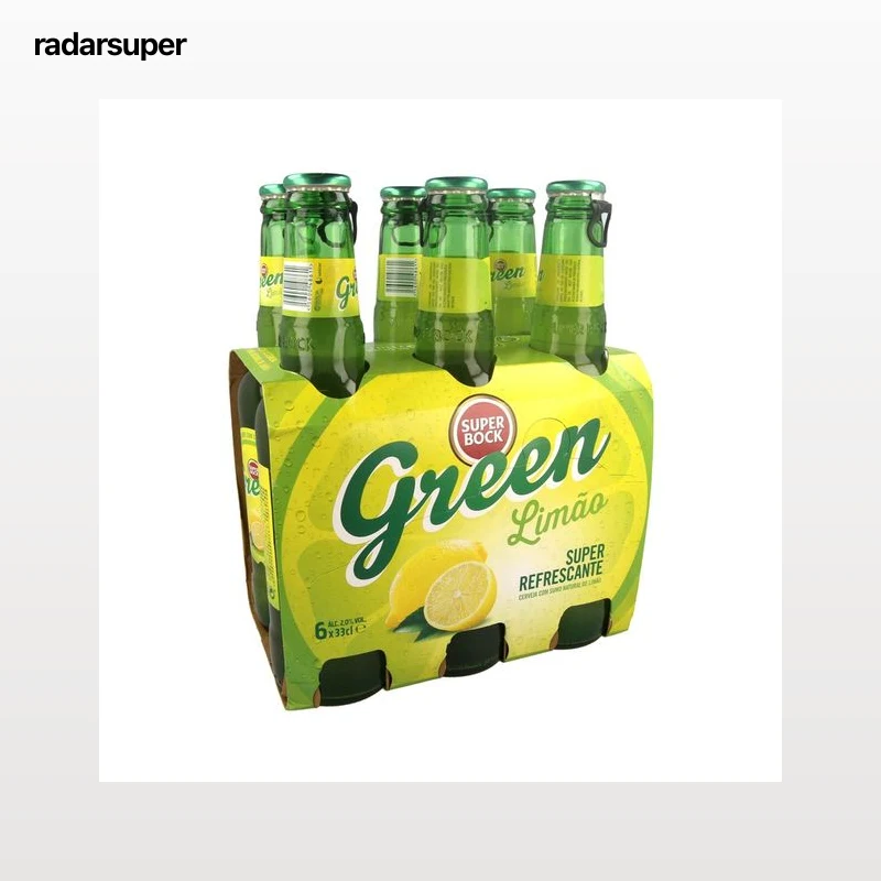 SUPER BOCK GREEN  Cerveza con sabor a limón pack de 6 botellas de 33 centilitros