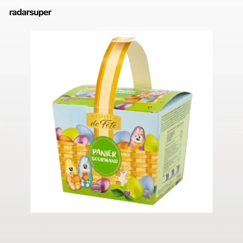 Surtido de figuritas y huevos de chocolate con leche Panier Gourmand Sprit de Fête 250 g.