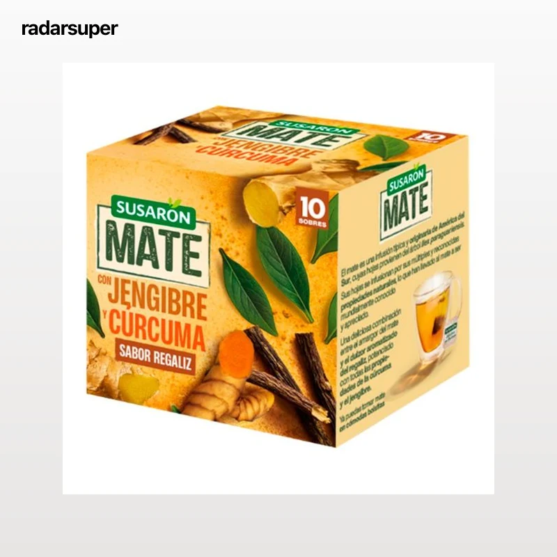 SUSARON Mate jengibre, cúrcuma con sabor a regaliz 10 uds. 15 g.