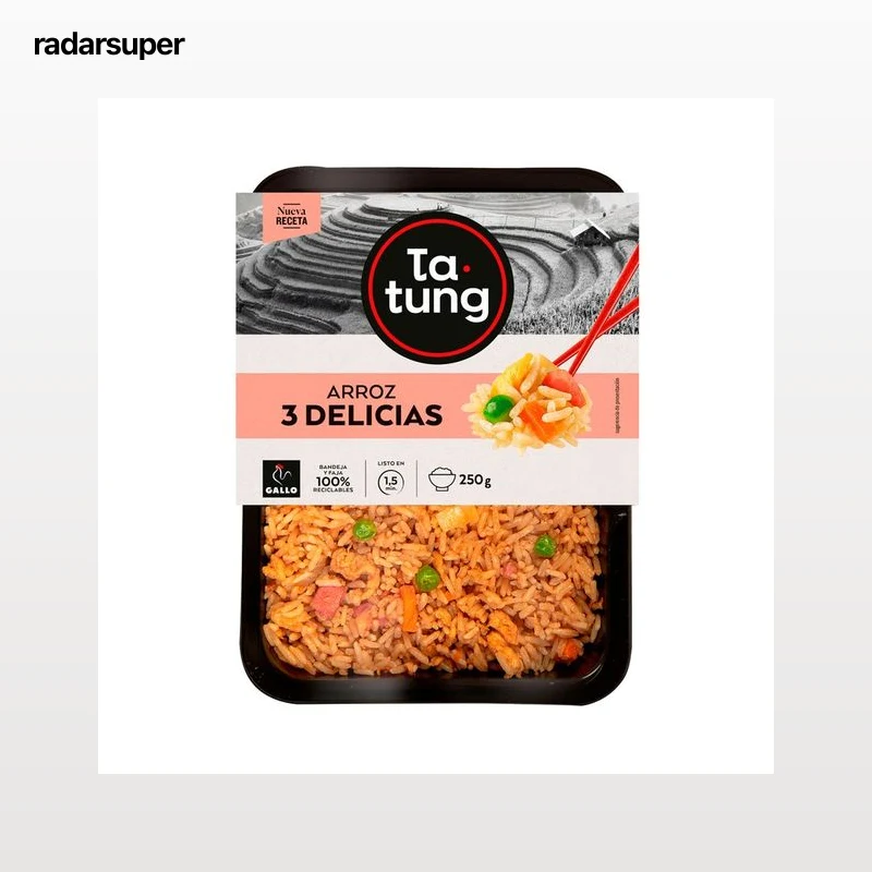 TA-TUNG Arroz tres delicias, listo para calentar y comer TA-TUNG 250 g.