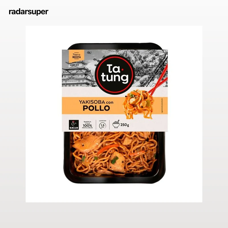 TA-TUNG Fideos yaki soba con verduras japonesas y pollo 250 g.