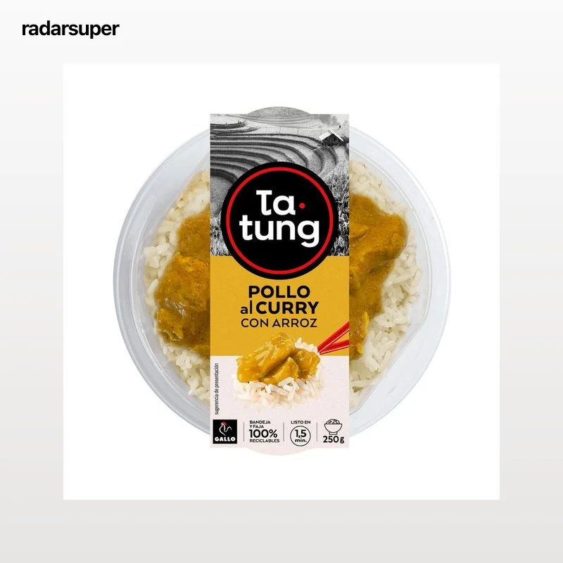 TA-TUNG Pollo al curry con arroz, listo para calentar y comer 250 g.
