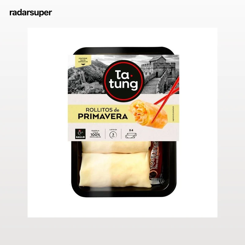 TA-TUNG Rollitos de primavera con sobre de salsa, listos para calentar y comer TA-TUNG 280 g.