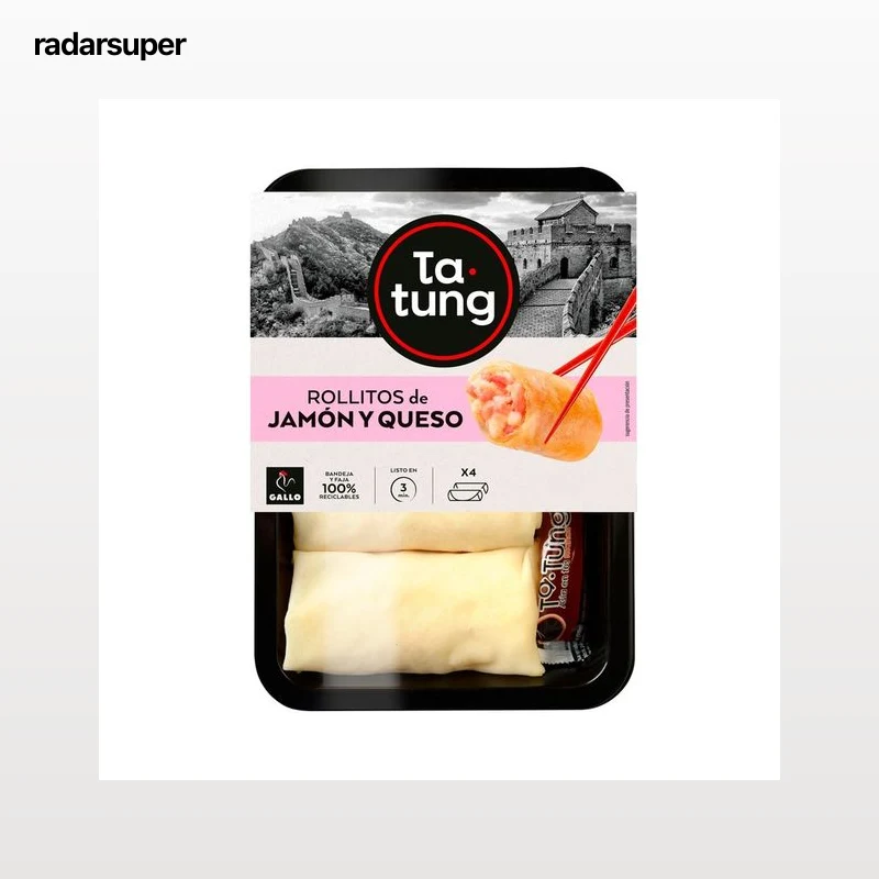 TA-TUNG Rollitos rellenos de jamón y queso, listos para calentar y comer TA-TUNG Fusión 240 g.