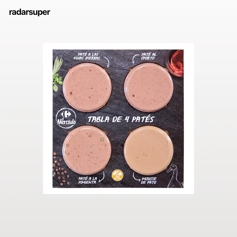 Tabla de patés Carrefour El Mercado sin gluten pack de 4 unidades de 50 g