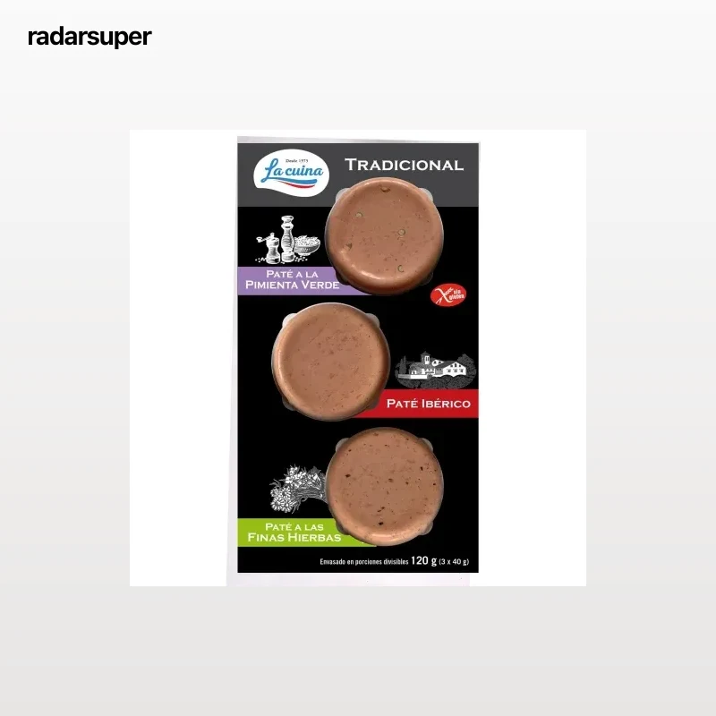 Tabla de patés Gourmet Tradicional La Cuina sin gluten pack de 3 unidades de 40 g