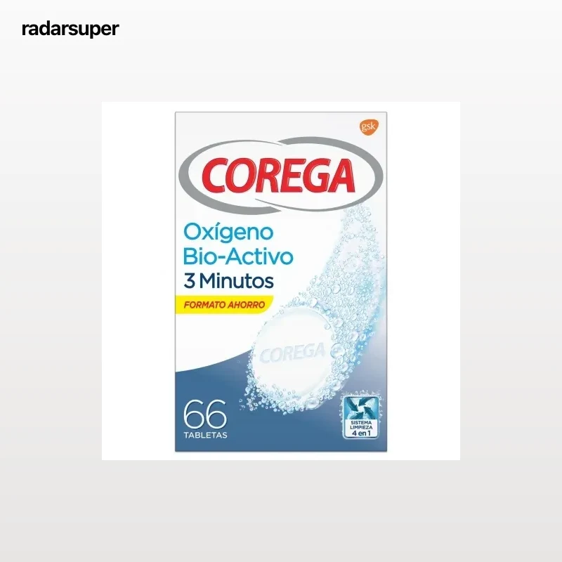 Tabletas limpiadoras para prótesis dentales Corega 66 ud.