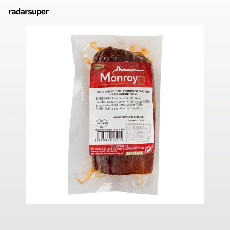 Taco de lomo embuchado raza duroc Monroyo pieza 340g aprox