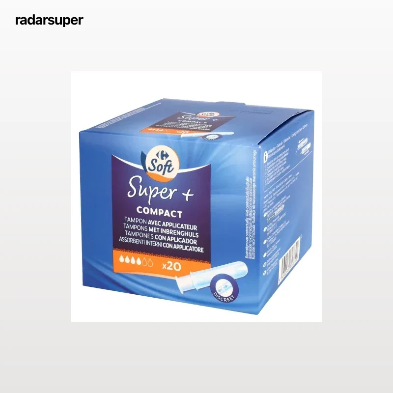 Tampones con aplicador compact super Soft Carrefour 20 ud.