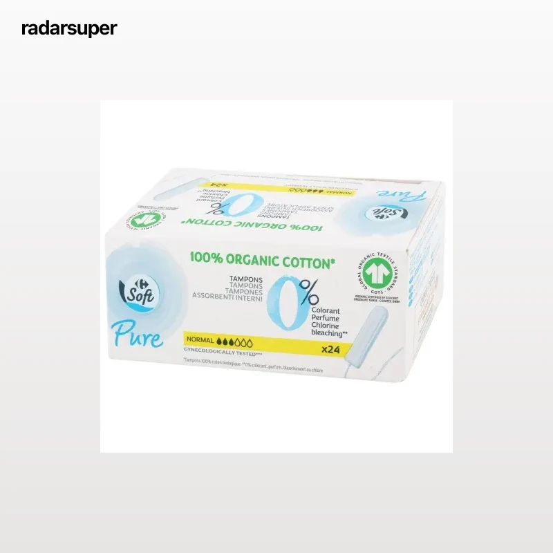 Tampones sin aplicador normal ecológicos Carrefour Soft Pure 24 ud.