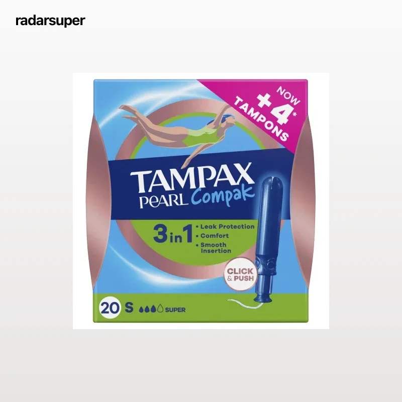 Tampones super con aplicador Pearl Compak Tampax 20 ud.