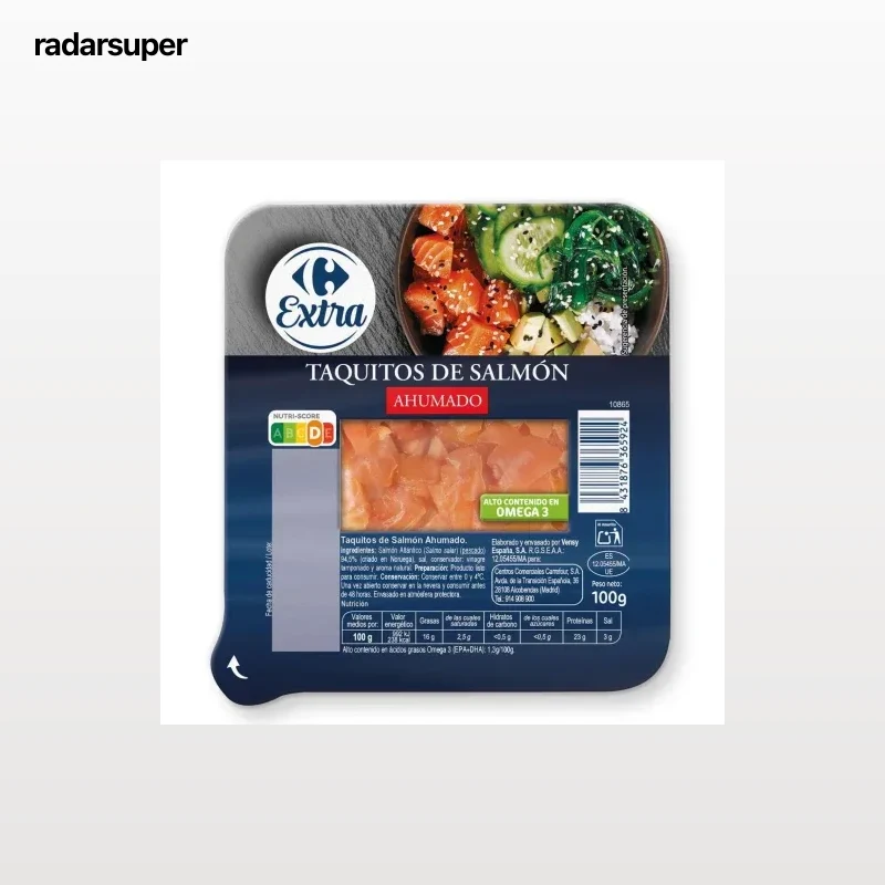 Taquitos de salmón ahumado Carrefour Extra 100 g