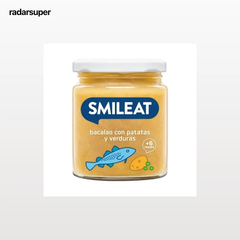 Tarrito de bacalao con patatas y verduras desde 6 meses ecológico Smileat  230 g.