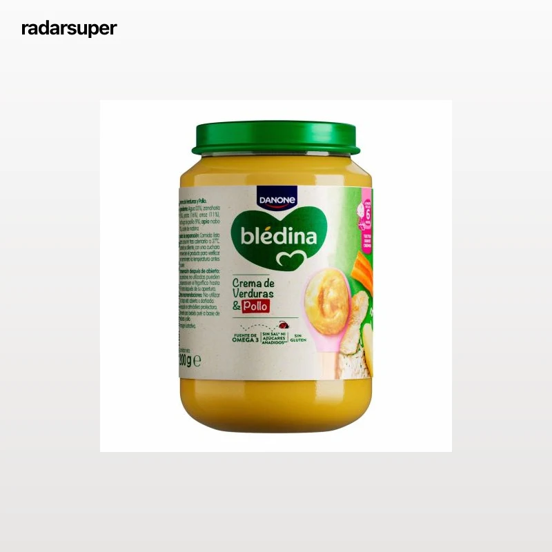 Tarrito de crema de verduras y pollo desde 6 meses Danone Blédina sin gluten y sin azúcar añadido 200 g.