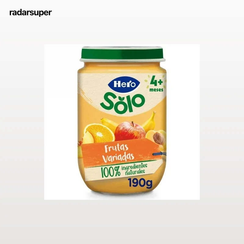 Tarrito de frutas variadas desde 4 meses Hero Solo sin gluten 190 g.