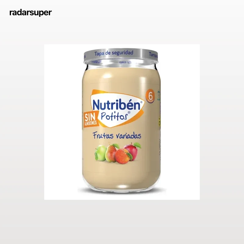 Tarrito de frutas variadas desde 6 meses Nutribén Potitos sin gluten sin azúcar añadido 235 g.
