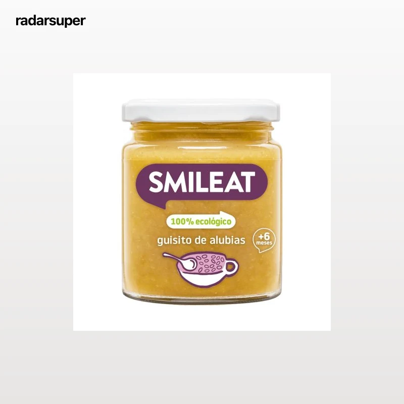 Tarrito de guisito de alubias desde 6 meses ecológico Smileat sin gluten 230 g.