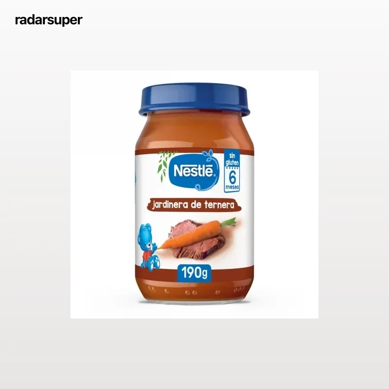 Tarrito de jardinera de ternera desde 6 meses Nestlé sin gluten 190 g.