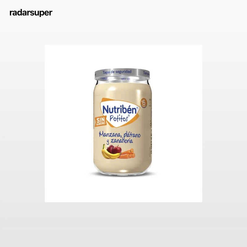 Tarrito de manzana, plátano y zanahoria desde 6 meses Nutribén Potitos 235 g.