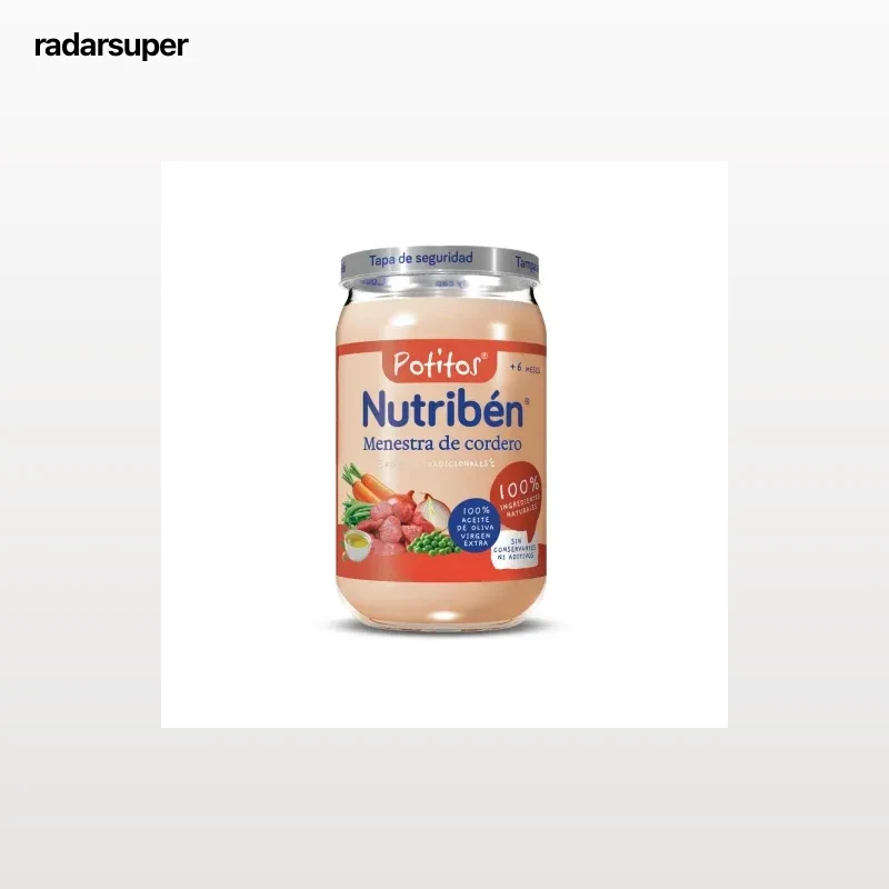 Tarrito de menestra de cordero desde 6 meses Nutribén Potitos sin gluten 235 g.