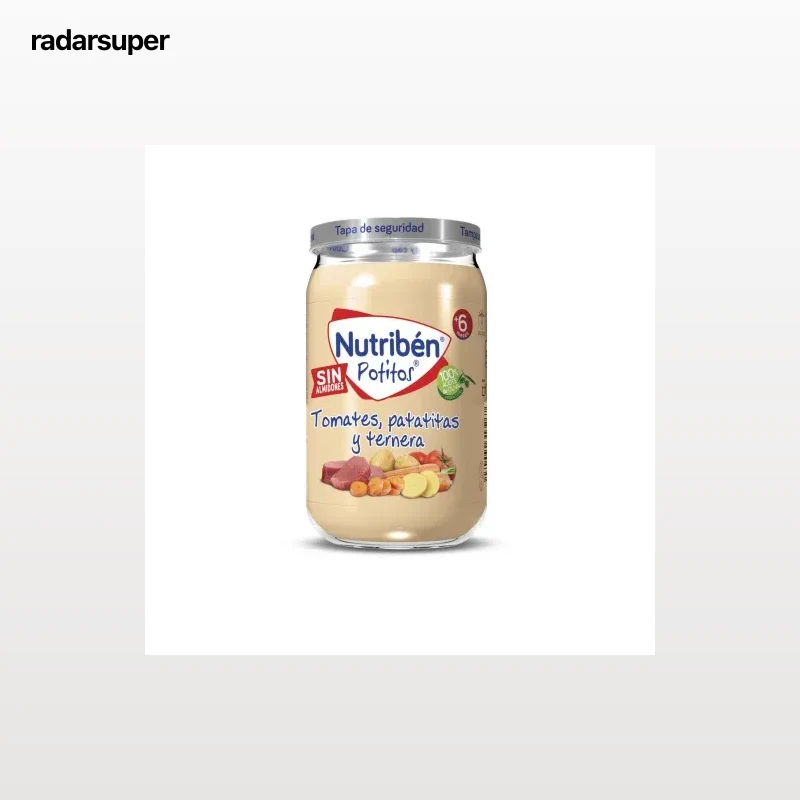 Tarrito de ternera con patatas y zanahorias desde los 6 meses Nutribén Potitos sin gluten 235 g.