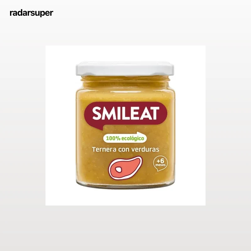 Tarrito de ternera con verduras desde 6 meses ecológico Smileat sin gluten 230 g.