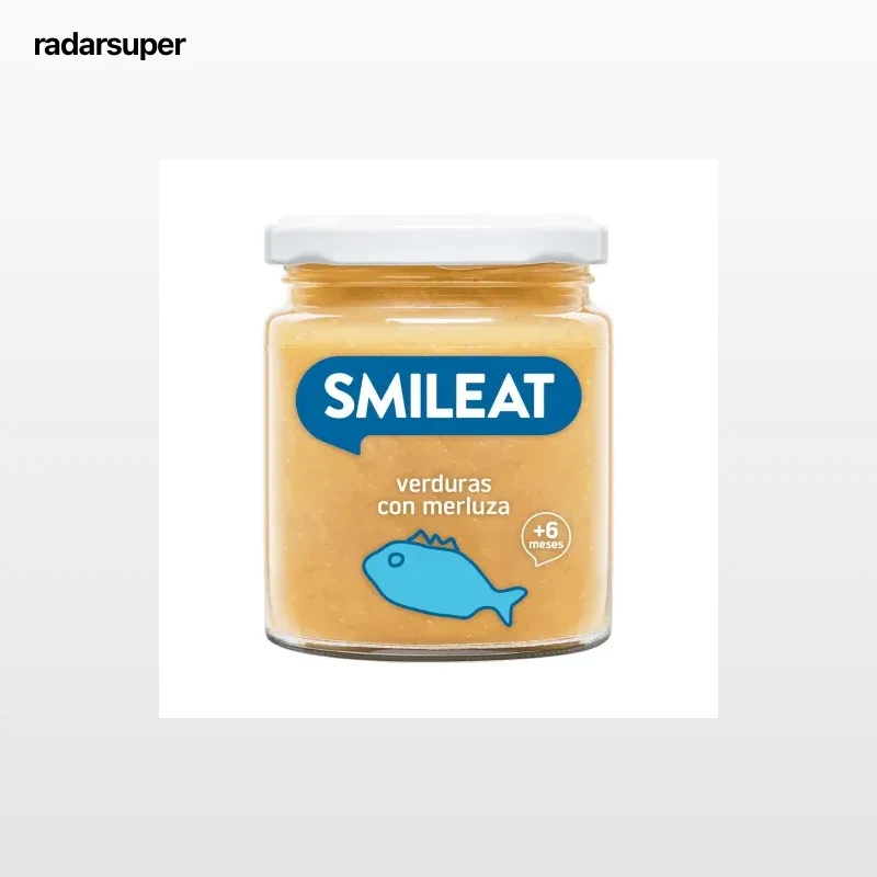 Tarrito de verdura con merluza desde 6 meses ecológico Smileat sin gluten 230 g.