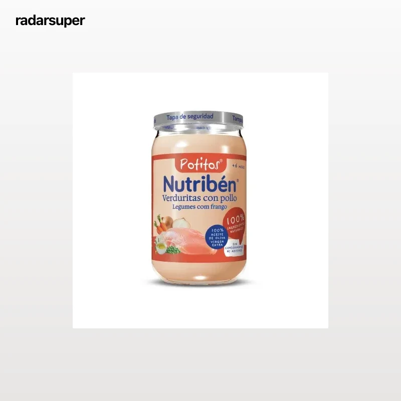 Tarrito de verduras con pollo desde 6 meses Nutribén Potitos sin gluten 235 g.