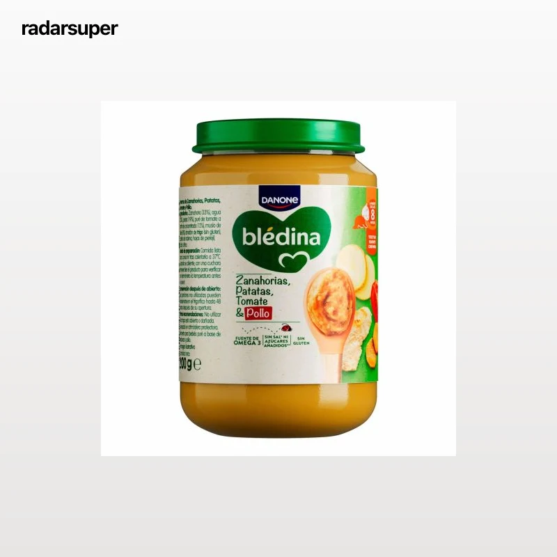 Tarrito de verduras y pollo desde 8 meses Danone Blédina sin gluten, sin lactosa y sin azúcar añadido 200 g.