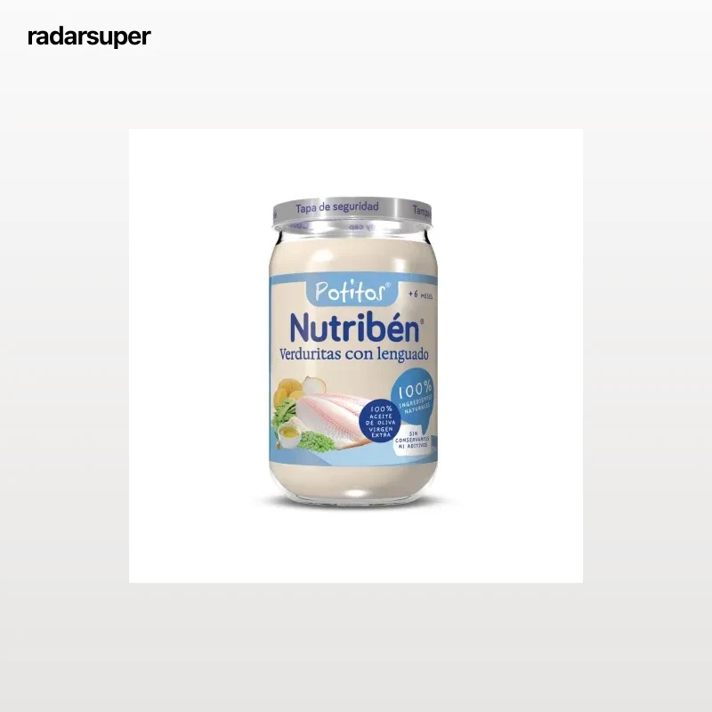 Tarrito de verduritas con lenguado desde 6 meses Nutribén Potitos sin gluten 235 g.