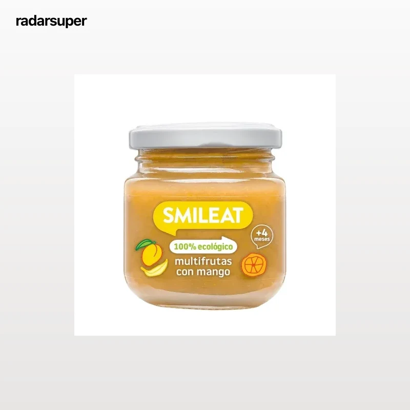 Tarrito multifrutas con mango desde 4 meses ecológico Smileat sin gluten 130 g.
