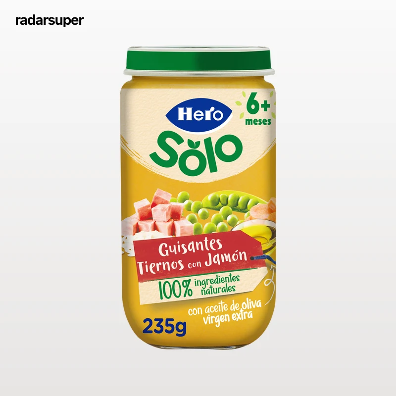 Tarro Hero Solo guisantes jamón desde 6meses 235g
