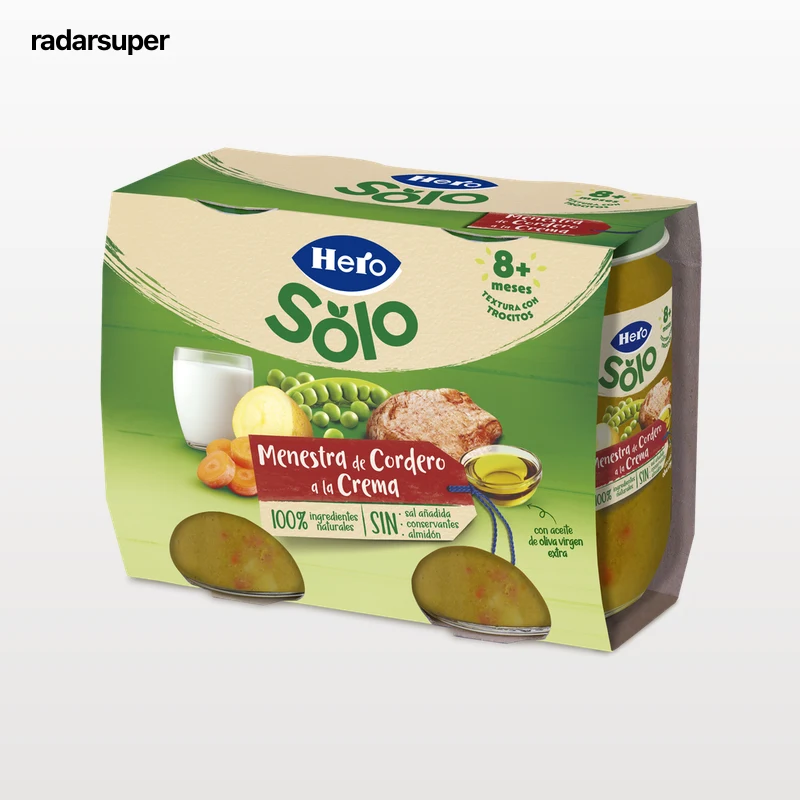 Tarro Hero Solo menestra cordero crema desde 6meses pack 2
