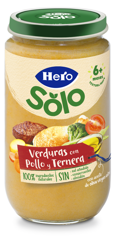 Tarro Hero Solo verdura pollo ternera desde 6meses 235g