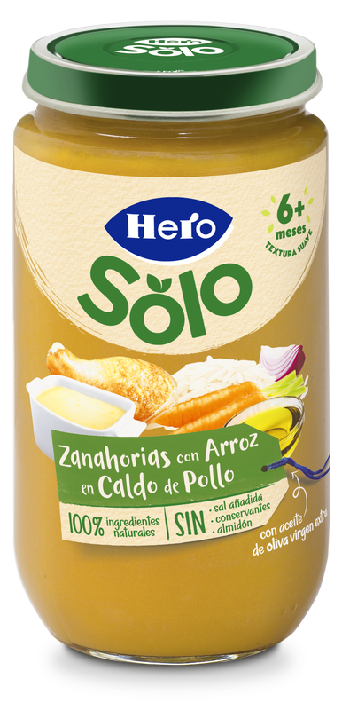 Tarro Hero Solo zanahoria-arroz en caldo 235g