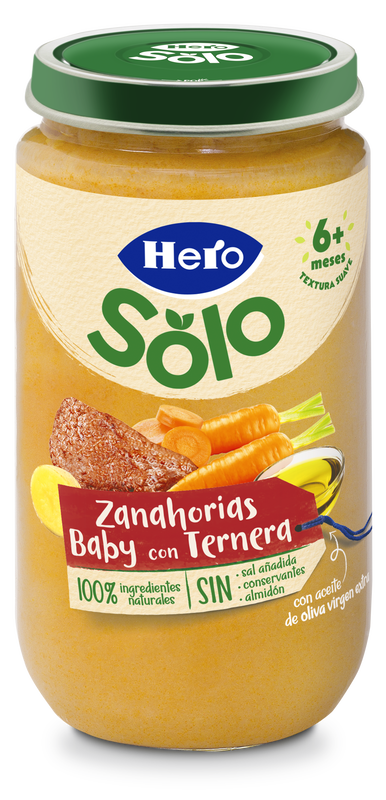 Tarro Hero Solo zanahoria ternera desde 6meses 235g