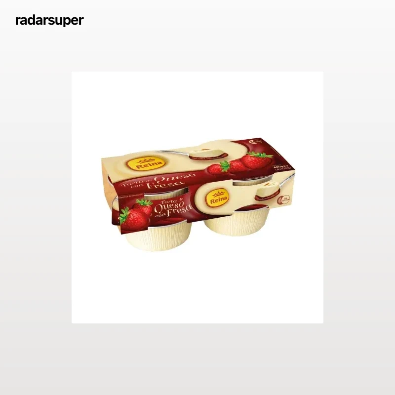 Tarta de queso con mermelada con fresa Reina sin gluten pack de 4 unidades de 100 g.