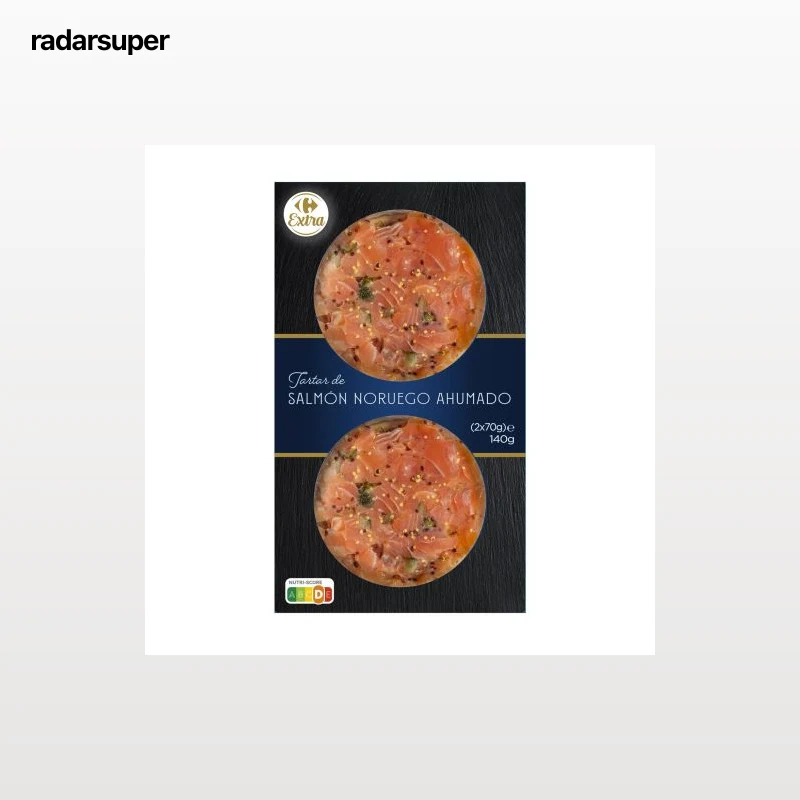 Tartar de salmón noruego ahumado Carrefour Extra 140 g.