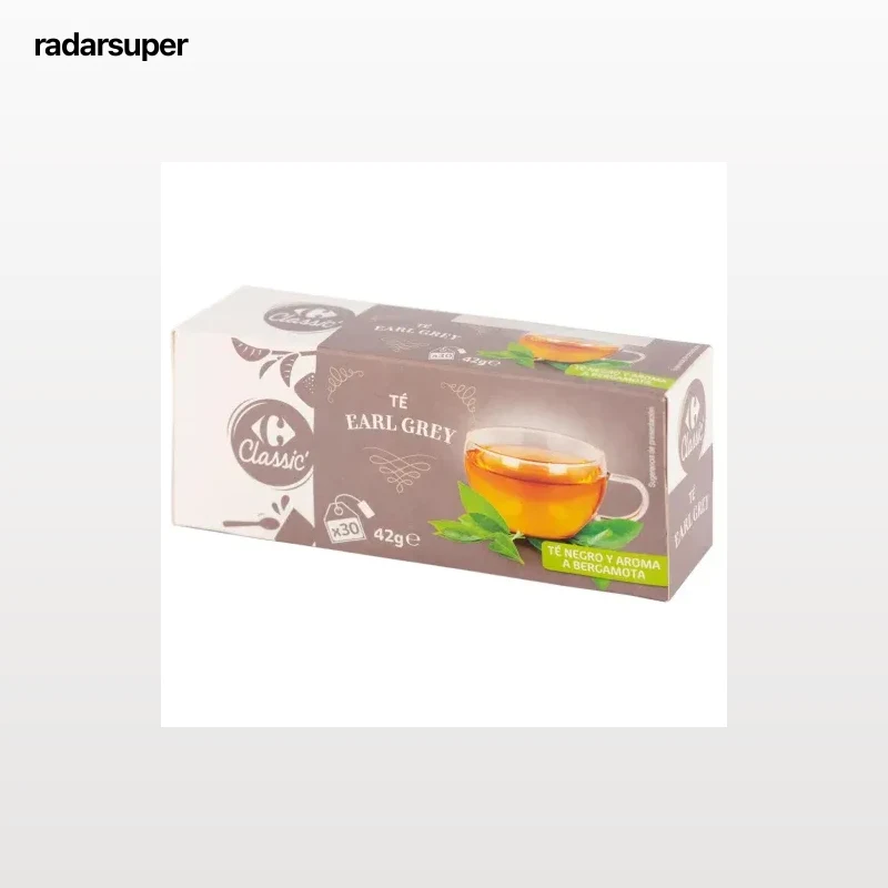 Té negro Earl Grey en bolsitas Carrefour Classic 30 ud.