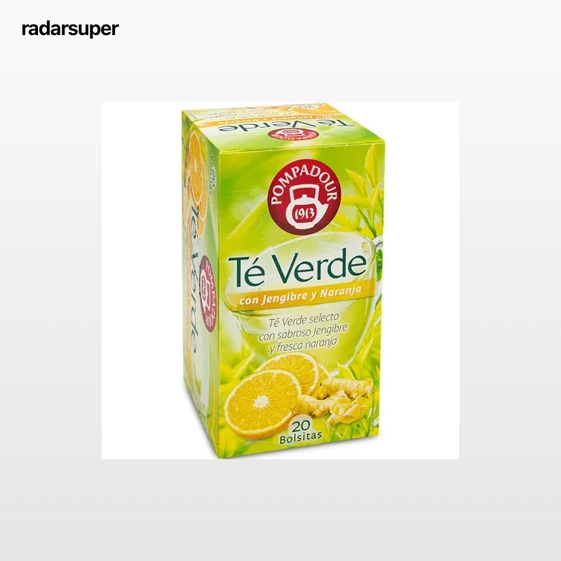 Té verde con jengibre y naranja en bolsitas Pompadour 20 ud.