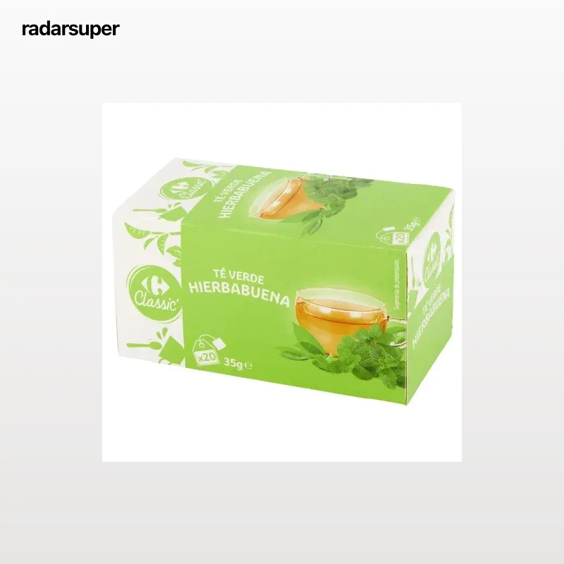 Té verde hierbabuena en bolsitas Carrefour Classic 20 ud.