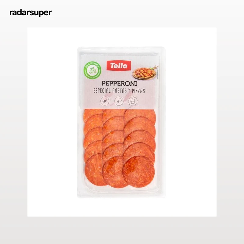 TELLO Pepperoni cortado en finas lonchas, especial para la elaboración pastas y pizzas TELLO 75 g.
