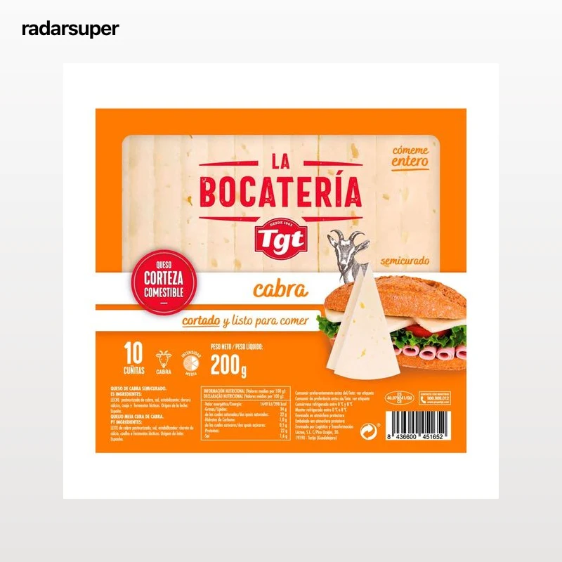 TGT La Bocatería Queso de cabra semicurado cortado 200 g.